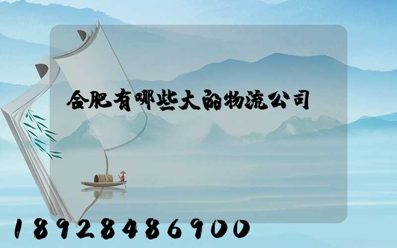 合肥有哪些大的物流公司