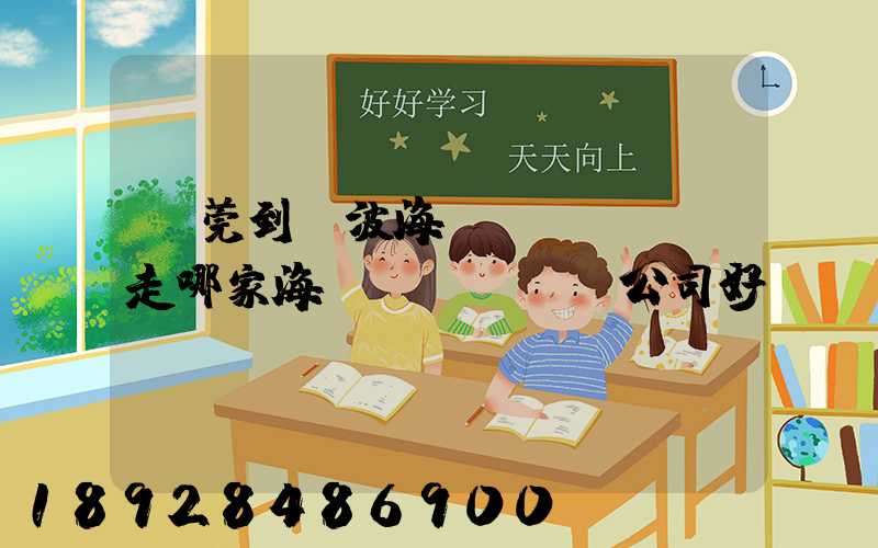 東莞到寧波海運(yùn)走哪家海運(yùn)公司好